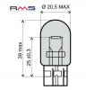 Bec RMS 246510385 12V 21W, T20 Alb