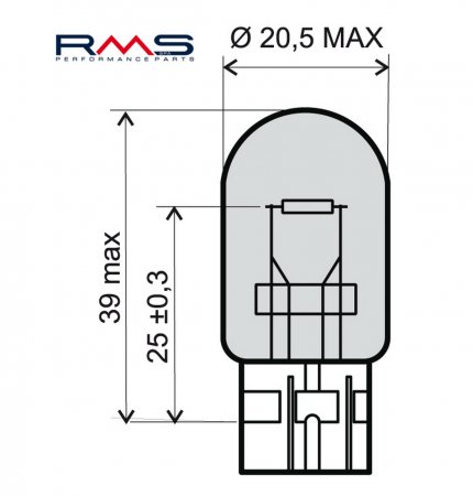 Bec RMS 246510395 12V 21W, T20 portocaliu