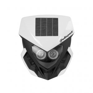 Headlights POLISPORT LOOKOS EVO Solar Version with LED (headlight+battery) alb/negru