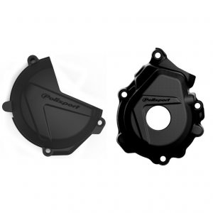 Clutch and ignition cover protector kit POLISPORT Negru