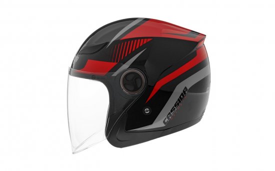 Jet helmet CASSIDA REFLEX black/ red/ grey L pentru ATV HONDA TRX 300 Fourtrax
