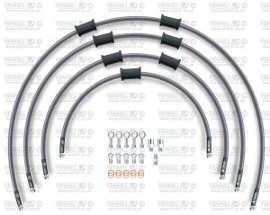 STANDARD Front brake hose kit Venhill POWERHOSEPLUS (4 conducte in kit) Clear hoses, chromed fittings