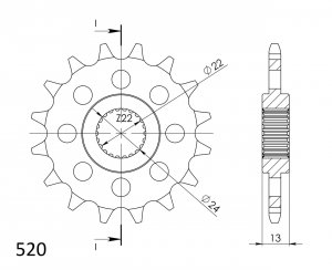 Pinion fata SUPERSPROX CST-1126:16 16T, 520