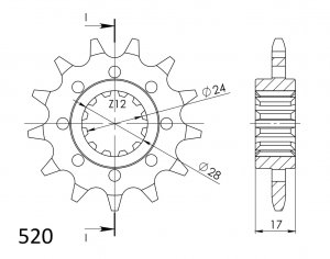 Pinion fata SUPERSPROX CST-1295:13 13T, 520