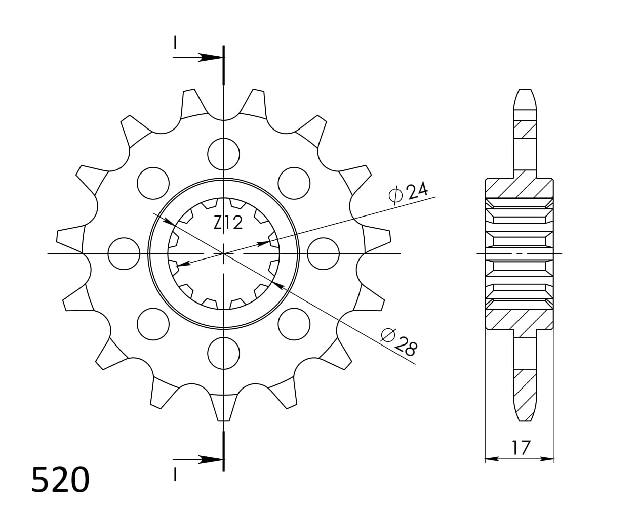 Pinion fata SUPERSPROX CST-1295:15 15T, 520