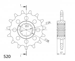 Pinion fata SUPERSPROX CST-1295:16 16T, 520