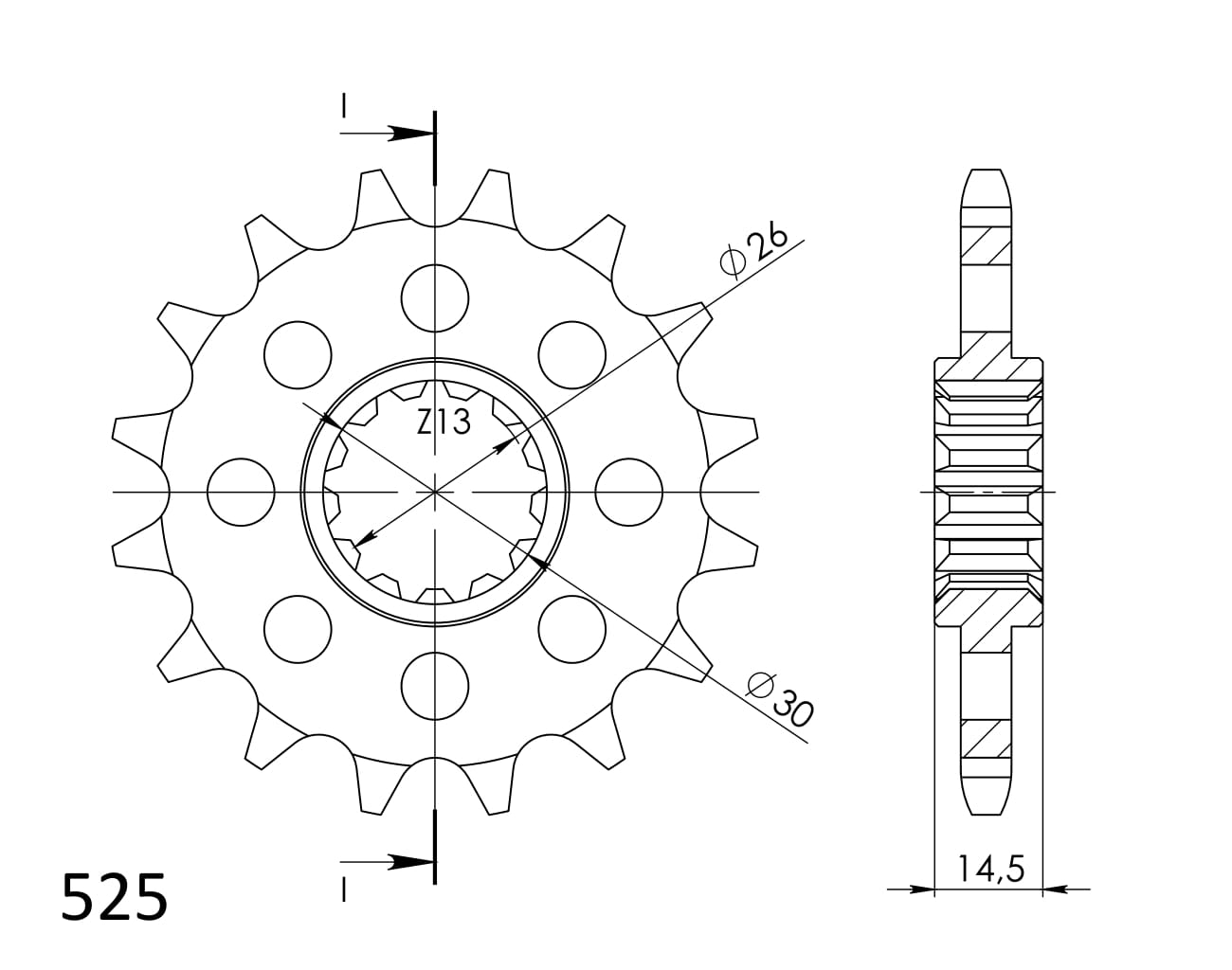 Pinion fata SUPERSPROX CST-1332:14 14T, 525