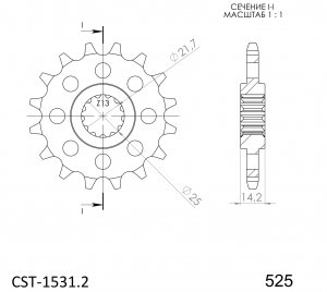 Pinion fata SUPERSPROX CST-1531:16 16T, 525