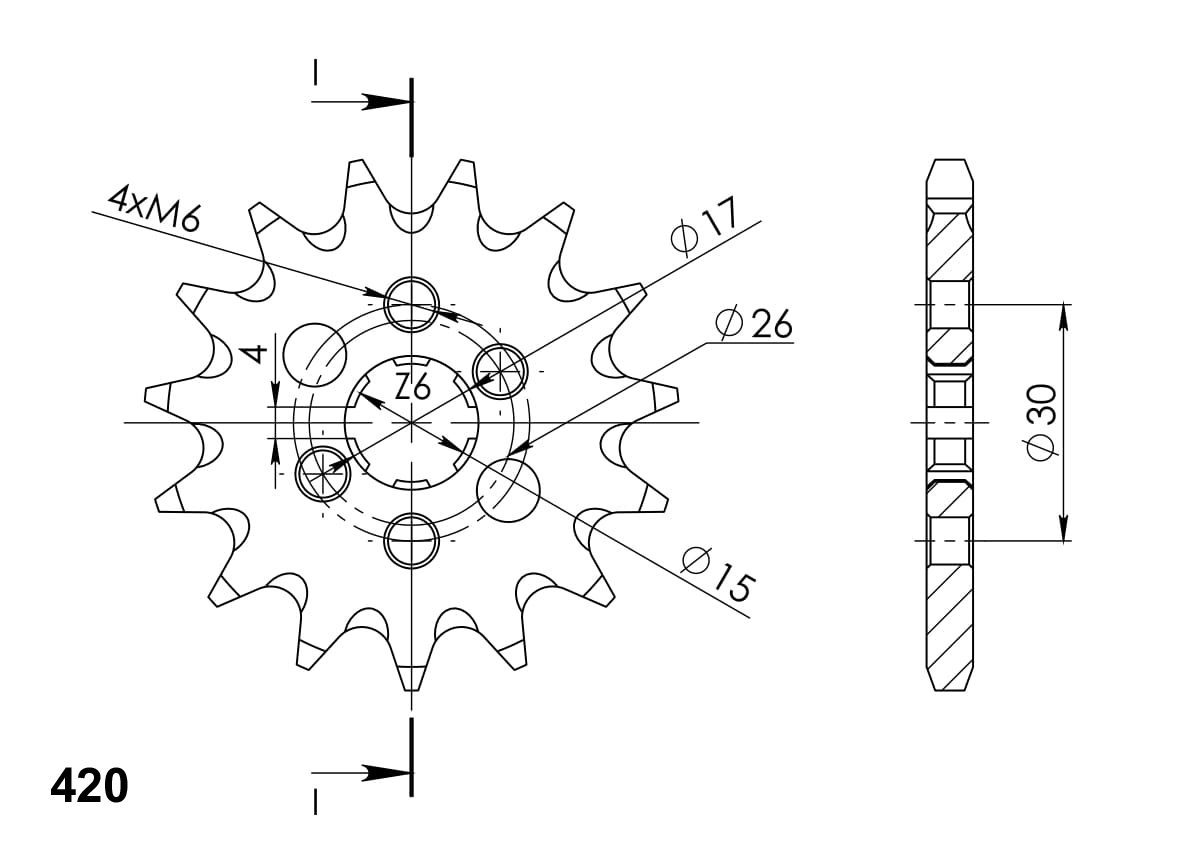 Pinion fata SUPERSPROX CST-252:15 15T, 420