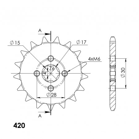 Pinion fata SUPERSPROX CST-253:17 17T, 420