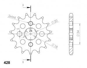 Pinion fata SUPERSPROX CST-264:16 16T, 428