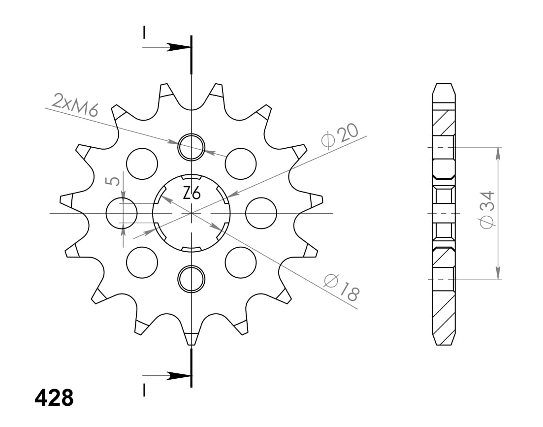 Pinion fata SUPERSPROX CST-264:17 17T, 428