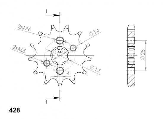 Pinion fata SUPERSPROX CST-277:14 14T, 428