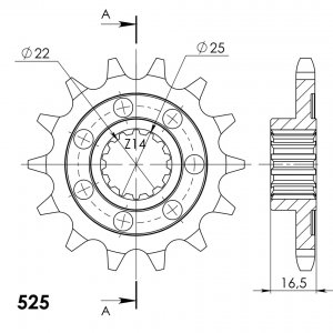 Pinion fata SUPERSPROX 14T, 525