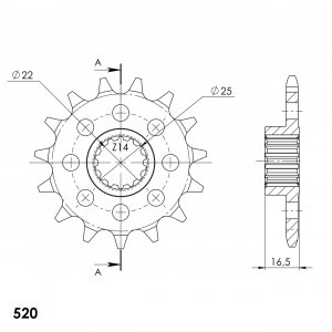 Pinion fata SUPERSPROX 14T, 520