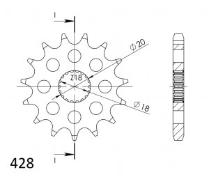 Pinion fata SUPERSPROX 14T, 428