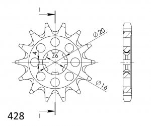 Pinion fata SUPERSPROX 13T, 428