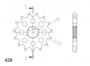 Pinion fata SUPERSPROX CST-558:14 14T, 428