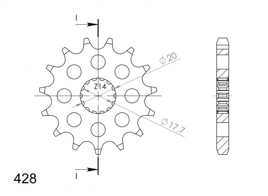 Pinion fata SUPERSPROX 16T, 428 pentru YAMAHA DT 125 R (1990-2003)