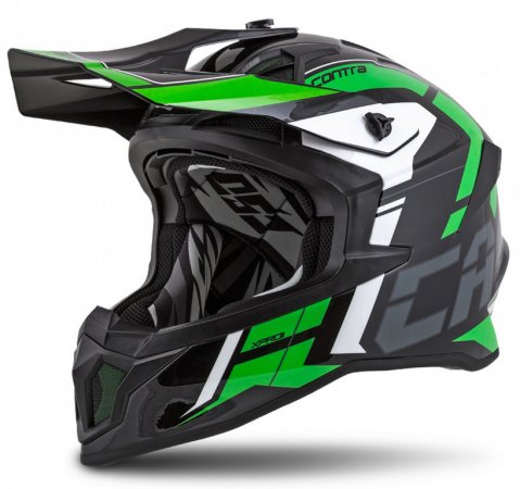 Casca motocros CASSIDA Cross Pro II Contra green/ black/ grey/ white XS pentru HONDA CA 125 Rebel