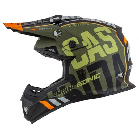 Casca motocros CASSIDA CROSS CUP SONIC matt green /orange XL pentru KTM LC4 640 Duke