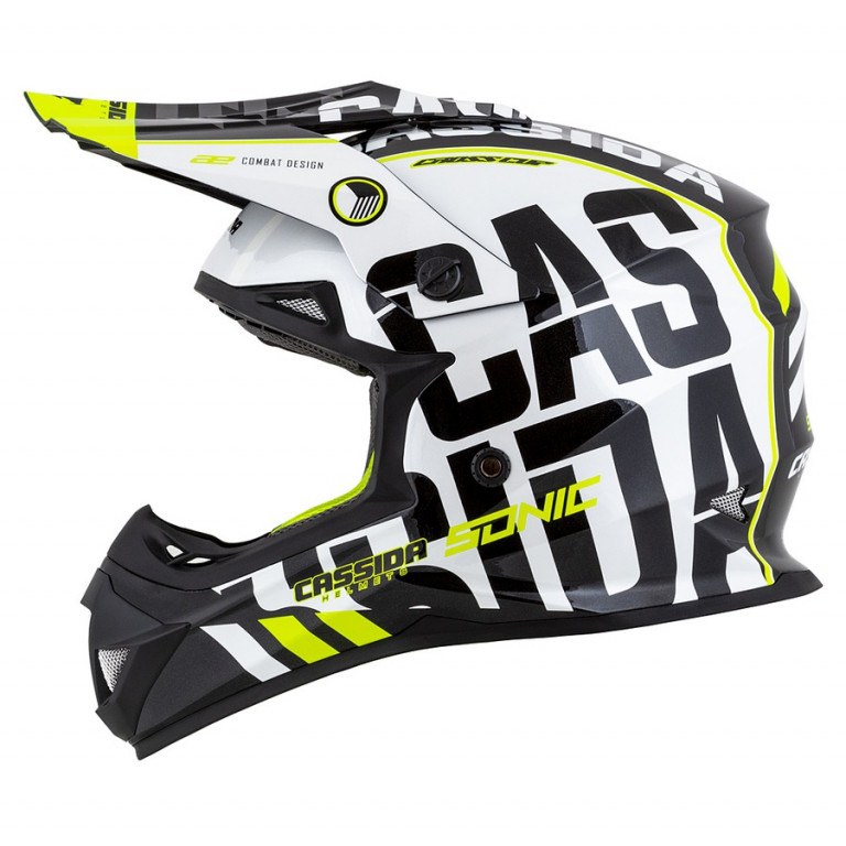 Casca motocros CASSIDA CROSS CUP SONIC black /white /fluo yellow 2XL