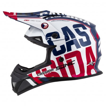 Casca motocros CASSIDA CROSS CUP SONIC red / blue /white XL pentru HONDA VTR 1000 SP 1,2