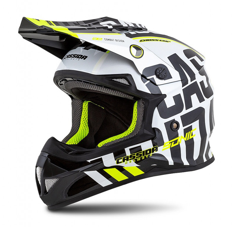 Casca motocros CASSIDA CROSS CUP SONIC JUNIOR black / white / fluo yellow / grey