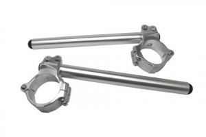 Aluminium-forged clip-ons ACCOSSATO with metal clamp composed of 2 half-rings 10 degrees inclination, silver