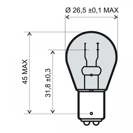 Lamp RMS 246510371 12V 21/5W, BAY15D Rosu